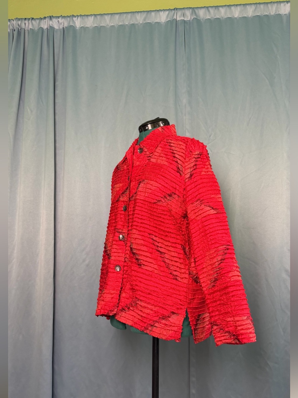 Chico's Vibrant Red Textured Button Jacket